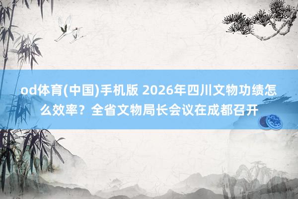 od体育(中国)手机版 2026年四川文物功绩怎么效率？全省文物局长会议在成都召开