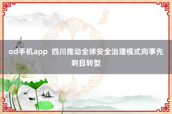 od手机app  四川推动全球安全治理模式向事先刺目转型