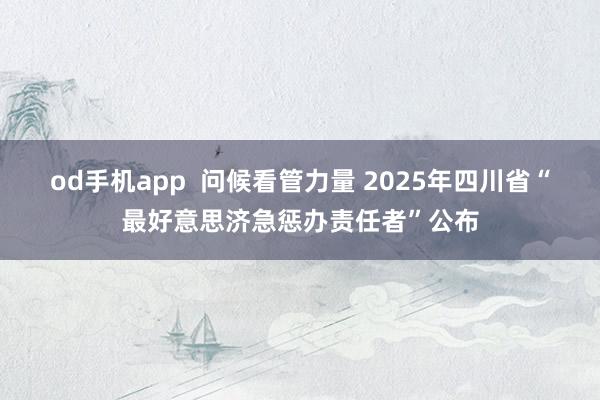 od手机app  问候看管力量 2025年四川省“最好意思济急惩办责任者”公布