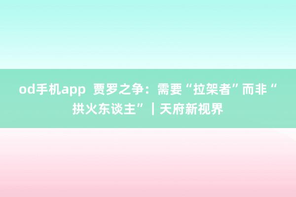 od手机app  贾罗之争：需要“拉架者”而非“拱火东谈主”｜天府新视界