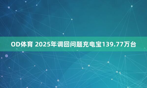 OD体育 2025年调回问题充电宝139.77万台