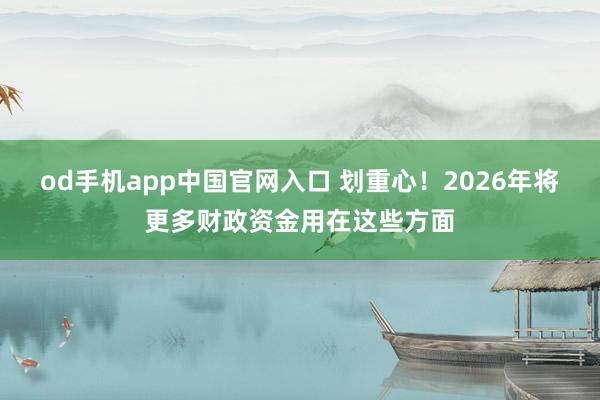 od手机app中国官网入口 划重心！2026年将更多财政资金用在这些方面