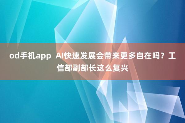 od手机app  AI快速发展会带来更多自在吗？工信部副部长这么复兴