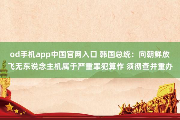 od手机app中国官网入口 韩国总统：向朝鲜放飞无东说念主机属于严重罪犯算作 须彻查并重办