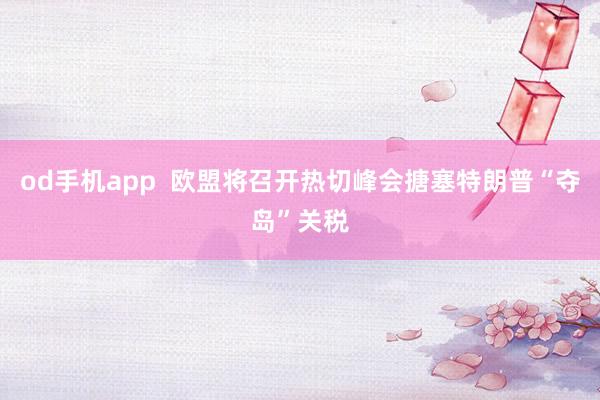 od手机app 欧盟将召开热切峰会搪塞特朗普“夺岛”关税
