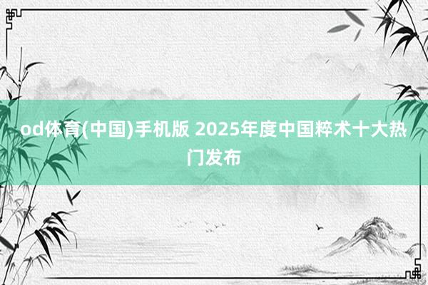 od体育(中国)手机版 2025年度中国粹术十大热门发布