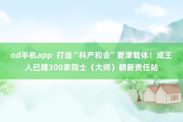 od手机app  打造“科产和会”要津载体！成王人已建300家院士（大师）翻新责任站