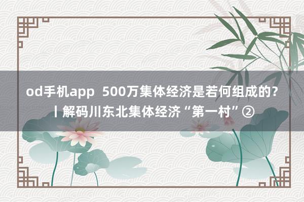 od手机app  500万集体经济是若何组成的？丨解码川东北集体经济“第一村”②