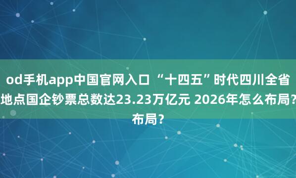 od手机app中国官网入口 “十四五”时代四川全省地点国企钞票总数达23.23万亿元 2026年怎么布局？