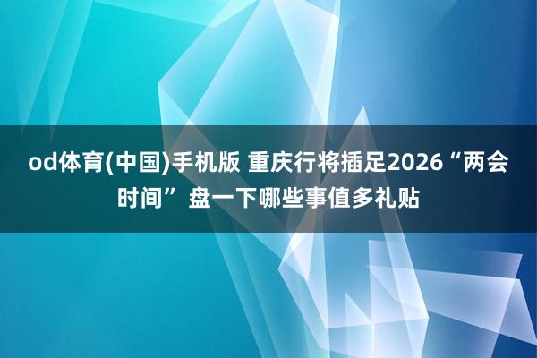 od体育(中国)手机版 重庆行将插足2026“两会时间” 盘一下哪些事值多礼贴