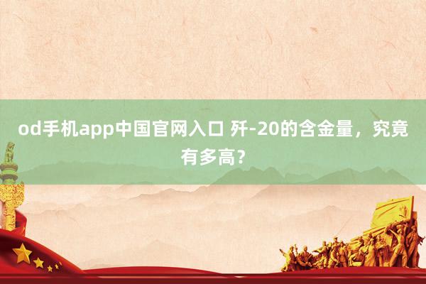 od手机app中国官网入口 歼-20的含金量，究竟有多高？