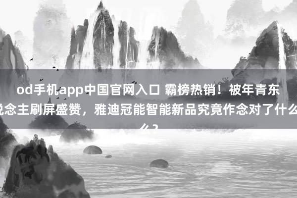 od手机app中国官网入口 霸榜热销！被年青东说念主刷屏盛赞，雅迪冠能智能新品究竟作念对了什么？