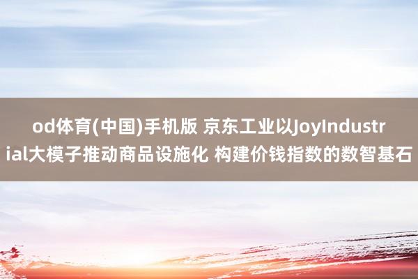 od体育(中国)手机版 京东工业以JoyIndustrial大模子推动商品设施化 构建价钱指数的数智基石