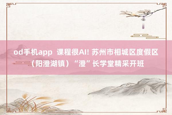 od手机app  课程很AI! 苏州市相城区度假区（阳澄湖镇）“澄”长学堂精采开班