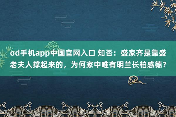od手机app中国官网入口 知否：盛家齐是靠盛老夫人撑起来的，为何家中唯有明兰长柏感德？