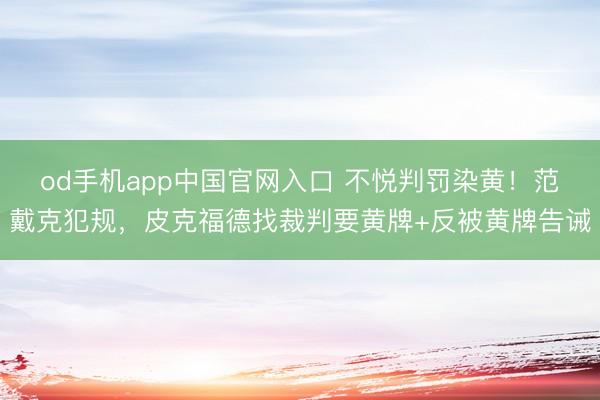 od手机app中国官网入口 不悦判罚染黄！范戴克犯规，皮克福德找裁判要黄牌+反被黄牌告诫