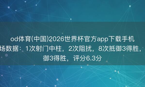 od体育(中国)2026世界杯官方app下载手机版 埃泽本场数据：1次射门中柱，2次阻扰，8次抵御3得胜，<a href=