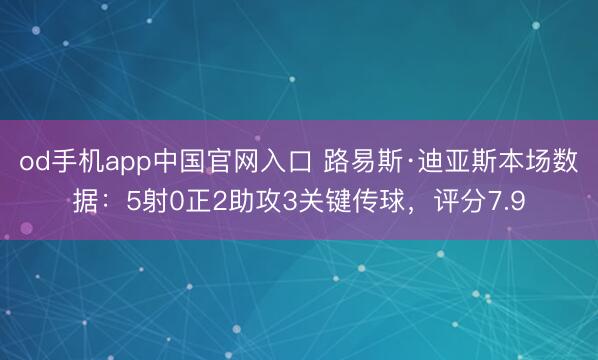 od手机app中国官网入口 路易斯·迪亚斯本场数据：5射0正2助攻3关键传球，评分7.9