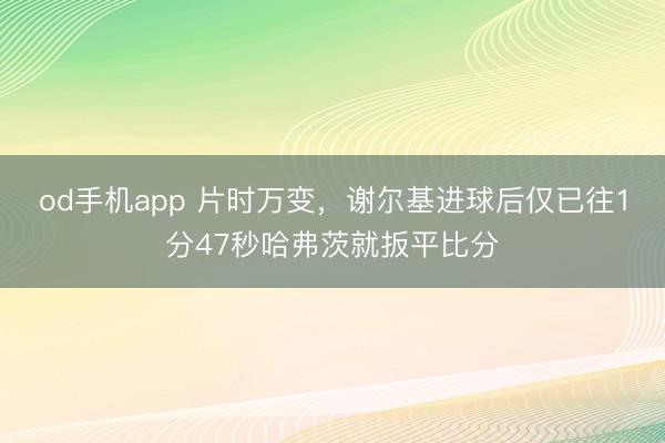 od手机app 片时万变，谢尔基进球后仅已往1分47秒哈弗茨就扳平比分