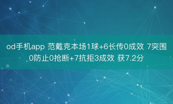 od手机app 范戴克本场1球+6长传0成效 7突围0防止0抢断+7抗拒3成效 获7.2分