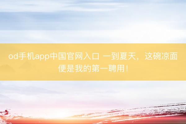 od手机app中国官网入口 一到夏天，这碗凉面便是我的第一聘用！