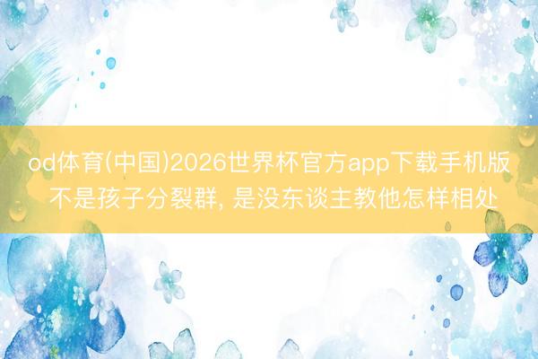 od体育(中国)2026世界杯官方app下载手机版 不是孩子分裂群， 是没东谈主教他怎样相处