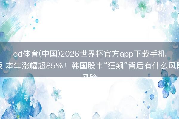 od体育(中国)2026世界杯官方app下载手机版 本年涨幅超85%！韩国股市“狂飙”背后有什么风险