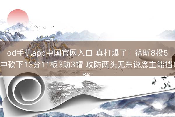 od手机app中国官网入口 真打爆了！徐昕8投5中砍下13分11板3助3帽 攻防两头无东说念主能挡！