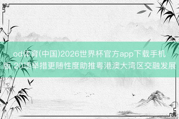 od体育(中国)2026世界杯官方app下载手机版 20项举措更随性度助推粤港澳大湾区交融发展