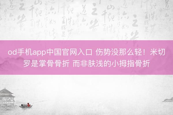 od手机app中国官网入口 伤势没那么轻！米切罗是掌骨骨折 而非肤浅的小拇指骨折