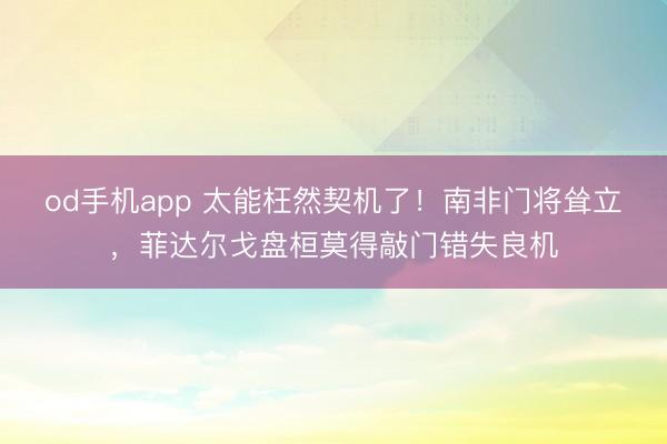 od手机app 太能枉然契机了！南非门将耸立，菲达尔戈盘桓莫得敲门错失良机