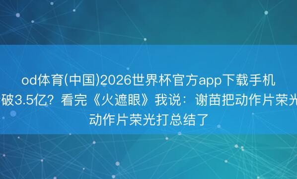 od体育(中国)2026世界杯官方app下载手机版 票房会破3.5亿？看完《火遮眼》我说：谢苗把动作片荣光打总结了