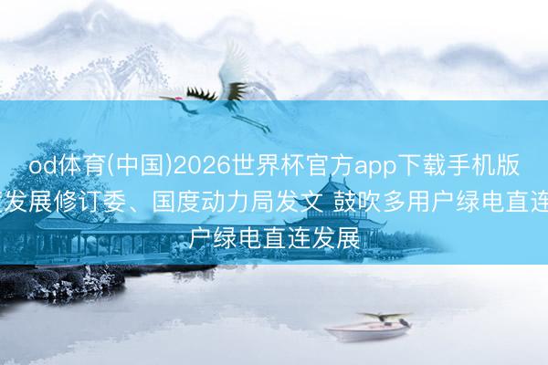 od体育(中国)2026世界杯官方app下载手机版 国度发展修订委、国度动力局发文 鼓吹多用户绿电直连发展