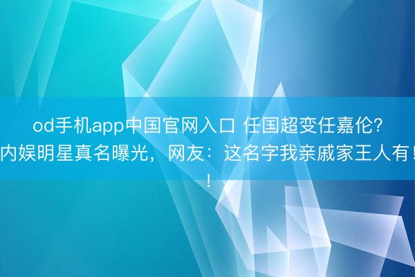 od手机app中国官网入口 任国超变任嘉伦？内娱明星真名曝光，网友：这名字我亲戚家王人有！