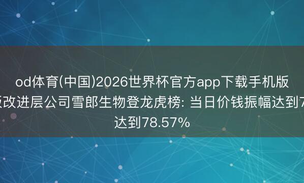 od体育(中国)2026世界杯官方app下载手机版 新三板改进层公司雪郎生物登龙虎榜: 当日价钱振幅达到78.57%